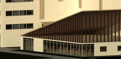 Community centre Revit exterior render