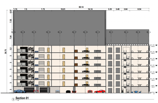 Apartment building section drawing